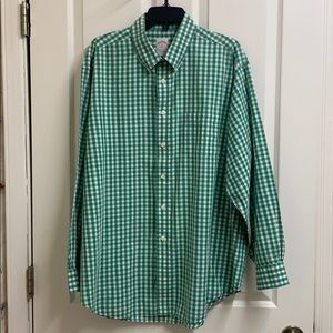 Brooks Brothers green plaid button down shirt XL